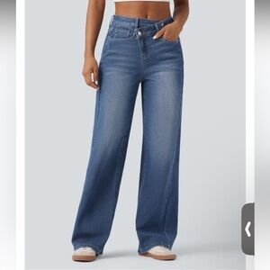 HALARA Asymmetric high waisted casual baggy jeans. Size Large